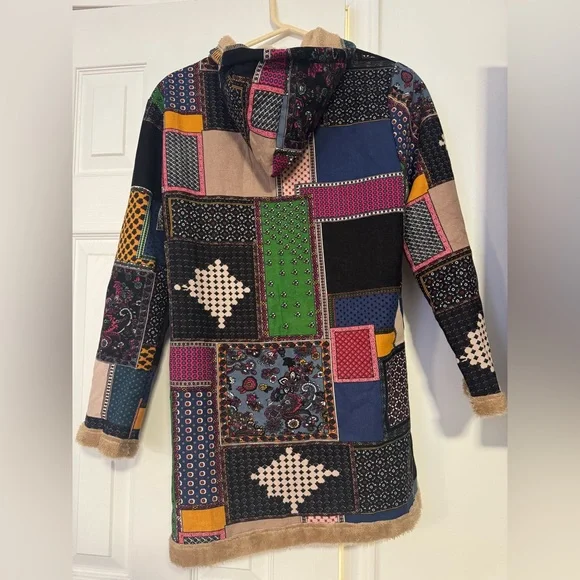 Patchwork Multicolor Women's Coat - Picture 3 of 5